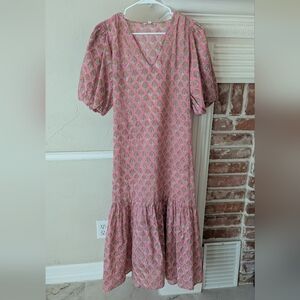 Anna Cate | Botanical Floral Ruffle Skirt Cosmo Print Myers Midi Dress